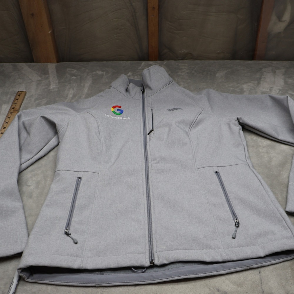 North Face Jacket Womens Large Grey Apex Barrier Softshell Rain Windwall LOGO
